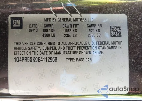 2014 Buick Verano Convenience Group из США, поврежденный, VIN 1G4PR5SK9E4112968